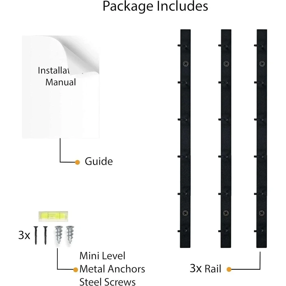 Hanging Jewelry Organizer with Black Hooks Set of 3 Wallniture‎ Puno